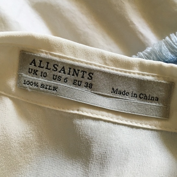ALL SAINTS Silk Ivory Sleeveless Shirt 6 - Picture 3 of 3